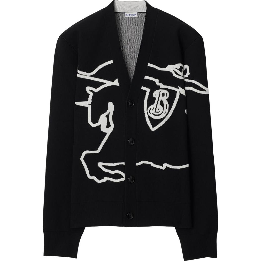 Burberry Equestrian Knight V-Neck Knit Sweater Black FW24 . 80955151 圖 2