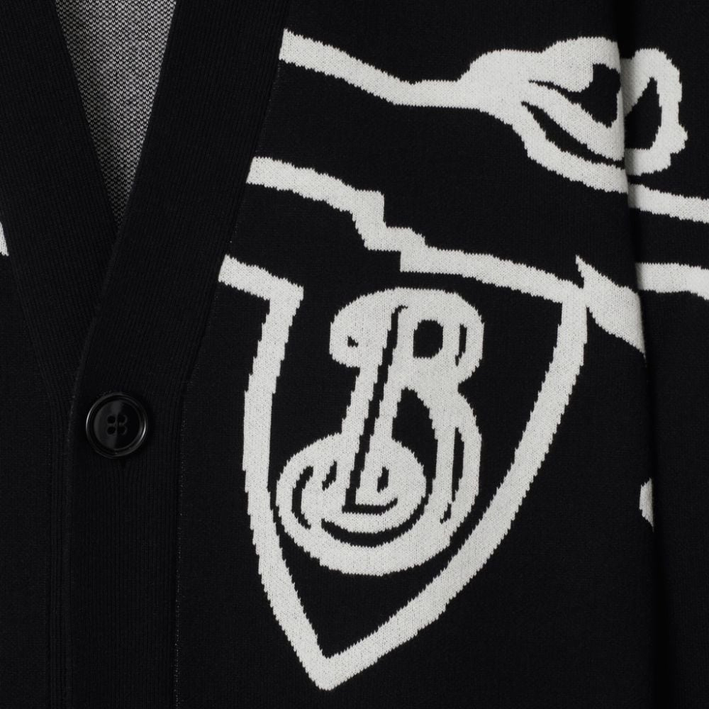 Burberry Equestrian Knight V-Neck Knit Sweater Black FW24 . 80955151 圖 5