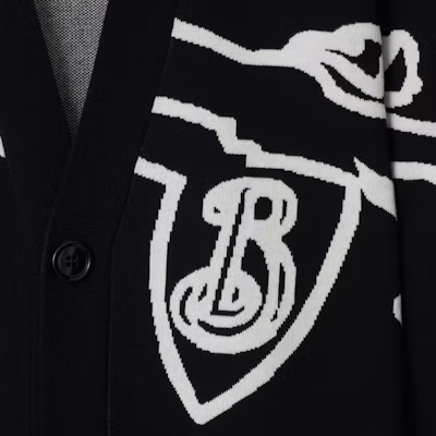 Burberry 馬術騎士V領針織毛衣 黑色 FW24 80955151 Purchase Burberry 馬術騎士V領針織毛衣 黑色 FW24 80955151