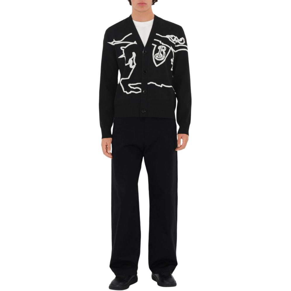 Burberry Equestrian Knight V-Neck Knit Sweater Black FW24 . 80955151 圖 6