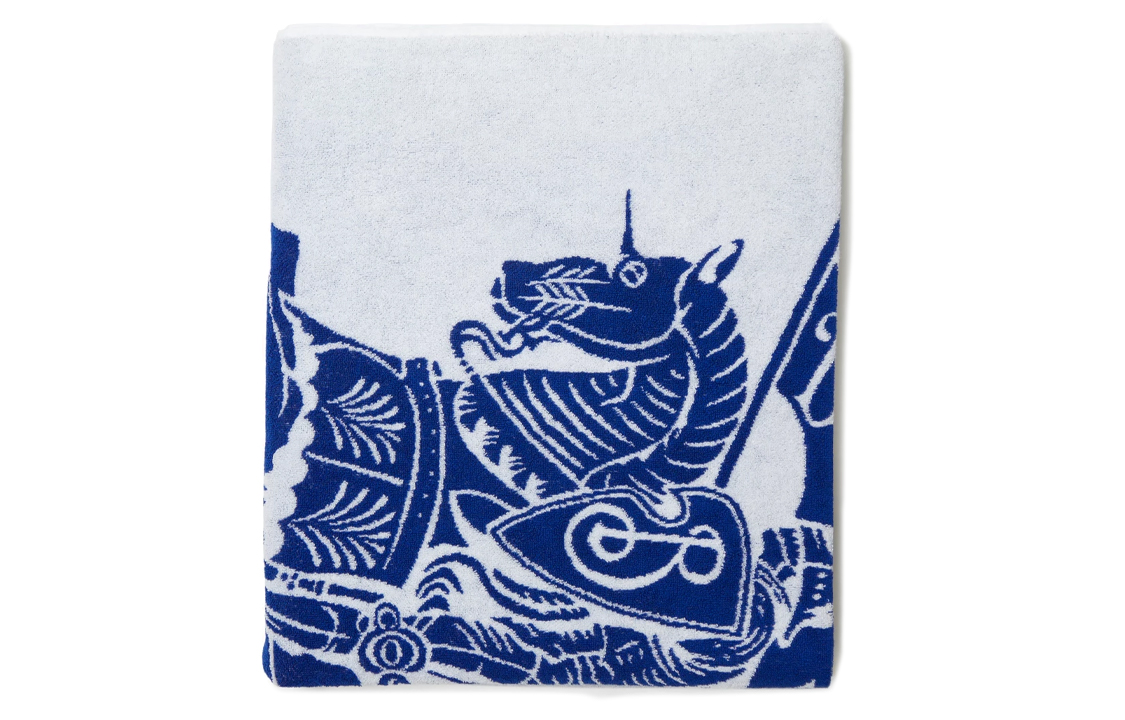 Burberry Equestrian Logo Warm Knit Scarf Unisex Couple Blue 80763811 圖 3