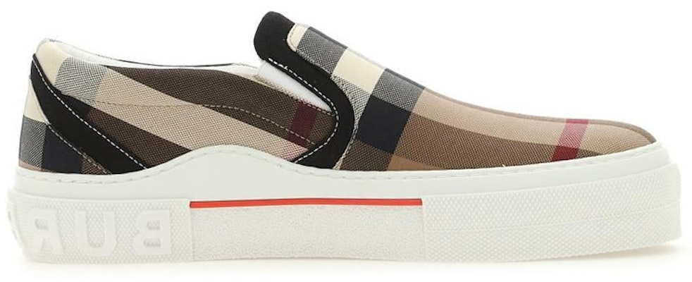 Burberry Kasut Slip-On Cek Exaggerated Coklat Birch 80567621 Order Burberry Kasut Slip-On Cek Exaggerated Coklat Birch 80567621