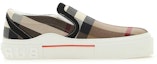 Order Burberry Kasut Slip-On Cek Exaggerated Coklat Birch 80567621