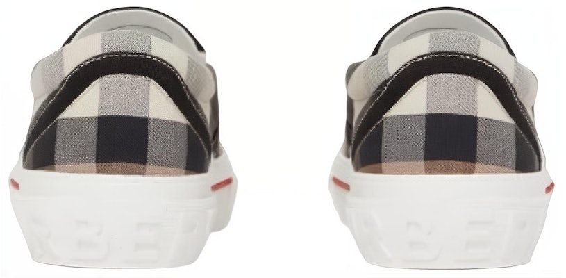 Burberry Kasut Slip-On Cek Exaggerated Coklat Birch 80567621 Shop Burberry Kasut Slip-On Cek Exaggerated Coklat Birch 80567621