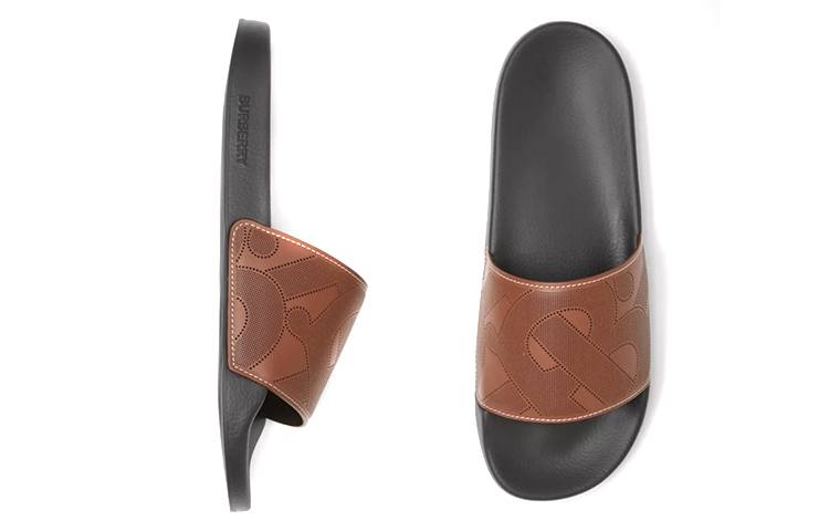Burberry Exclusive Logo Leather Slides 'Tan Brown' 圖 3