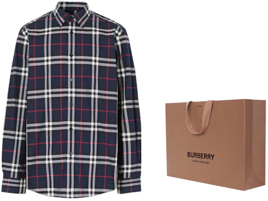 Burberry Fall '23 Classic Check Poplin Shirt in Deep Navy 8020865 Cheap Burberry Fall '23 Classic Check Poplin Shirt in Deep Navy 8020865