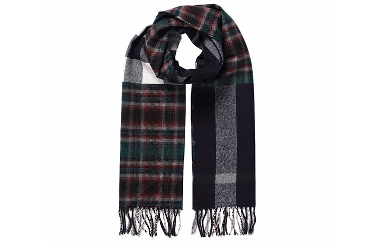 Burberry Fashion Check Pattern Wool Scarf Unisex Black 40601141