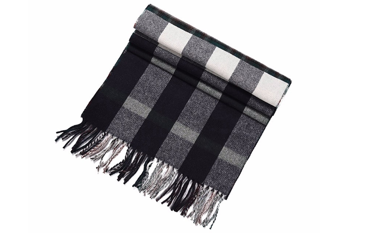 Burberry Fashion Check Pattern Wool Scarf Unisex Black 40601141 圖 3