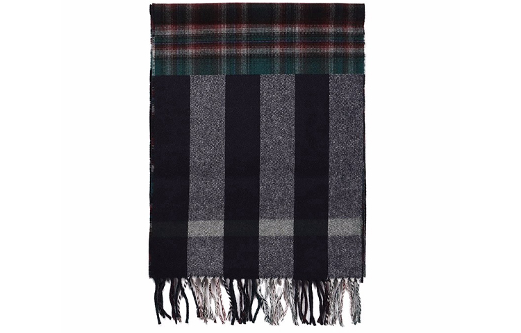 Burberry Fashion Check Pattern Wool Scarf Unisex Black 40601141 圖 4