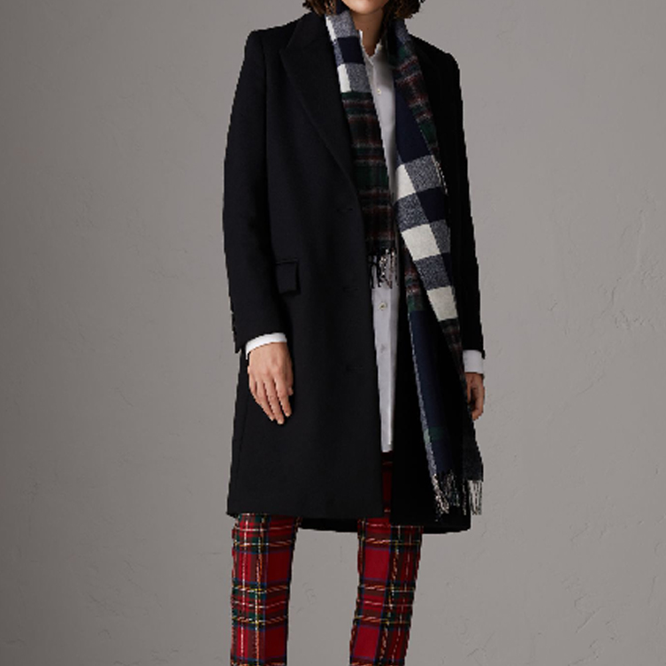 Burberry Fashion Check Pattern Wool Scarf Unisex Black 40601141 圖 5