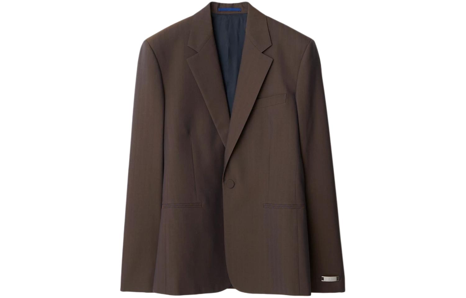 Burberry Fitted Single-Breasted Jacket Brick Red 80869671