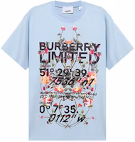 Burberry Floral Monogram Print Unisex T-Shirt in Light Blue 80374681 Burberry Floral Monogram Print Unisex T-Shirt in Light Blue 80374681