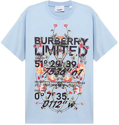 Burberry Kaos Unisex Motif Bunga Monogram Warna Biru Muda 80374681 Order Burberry Kaos Unisex Motif Bunga Monogram Warna Biru Muda 80374681