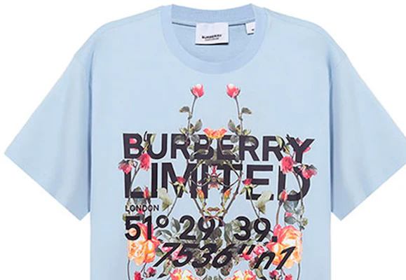 Burberry Kaos Unisex Motif Bunga Monogram Warna Biru Muda 80374681 Sizing Burberry Kaos Unisex Motif Bunga Monogram Warna Biru Muda 80374681