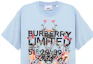 Sizing Burberry Kaos Unisex Motif Bunga Monogram Warna Biru Muda 80374681