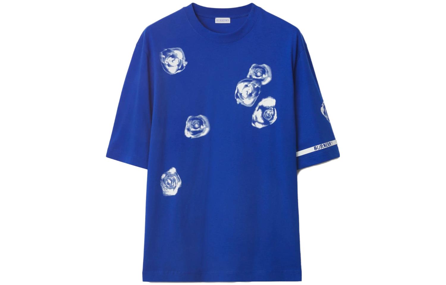 Burberry Floral Print Crewneck Slim Fit Blue  T-Shirt. 80820171 圖 2