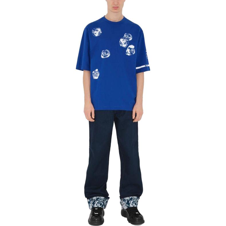 Burberry Floral Print Crewneck Slim Fit Blue  T-Shirt. 80820171 圖 4