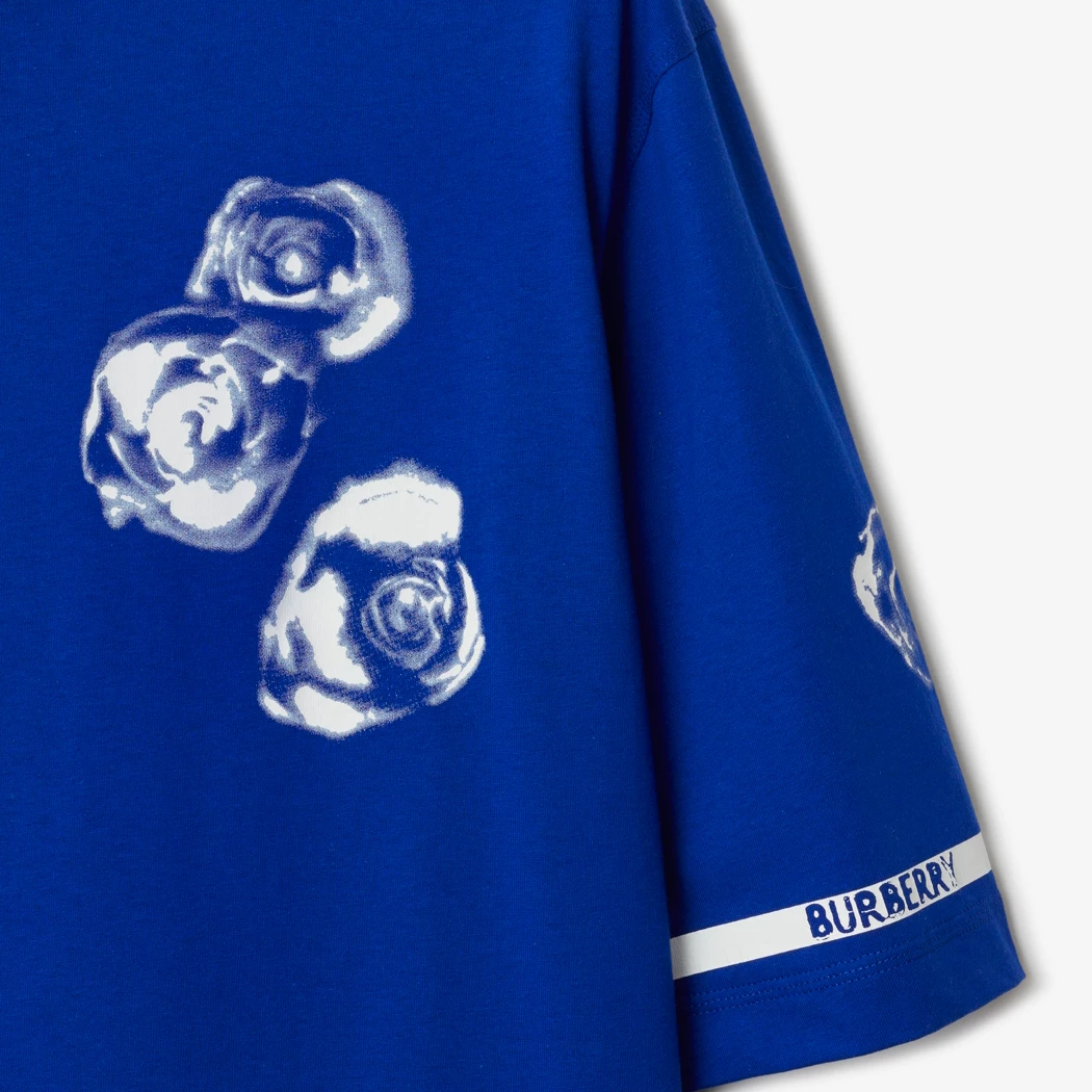 Burberry Floral Print Crewneck Slim Fit Blue  T-Shirt. 80820171 圖 7