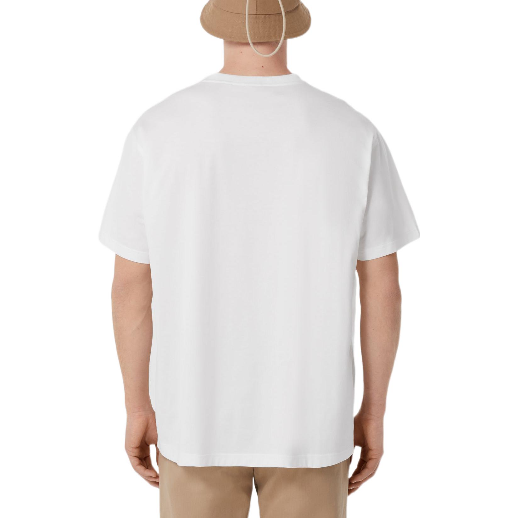 Purchase 버버리 폼 레터 로고 화이트 루즈핏 남성 티셔츠. 80553091