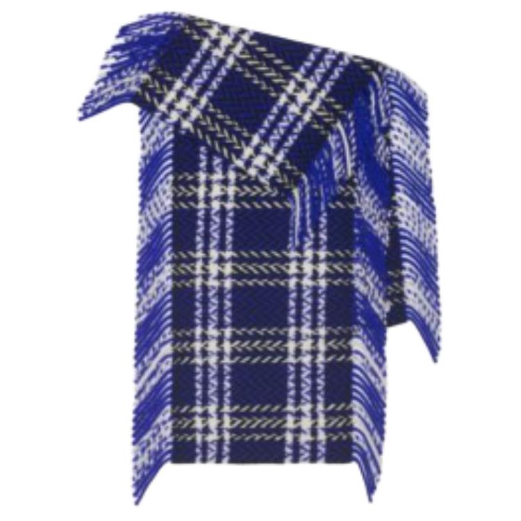 Order Burberry Syal Wol Fringe Unisex Gaya Pasangan Warna Knight Blue. 80908041