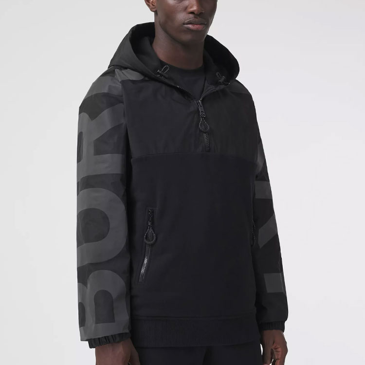 Burberry FW21 Black Cotton Jacket with Logo Print Hoodie. 80456871 圖 6