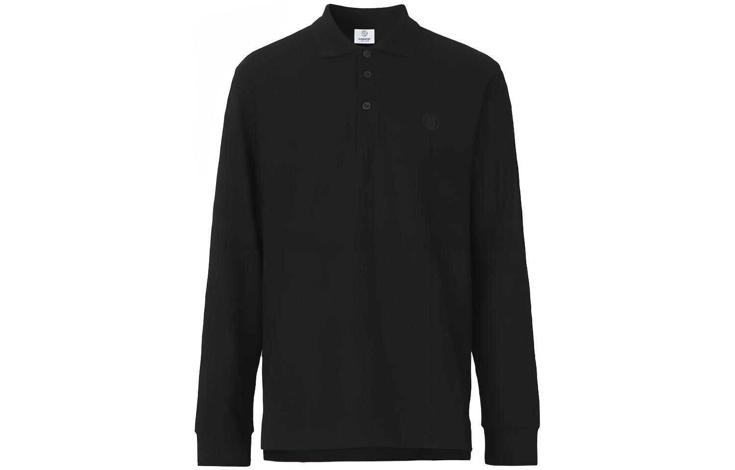 Order Burberry FW21 Hitam Polo Lengan Panjang Logo Bordir Pria. 80437821