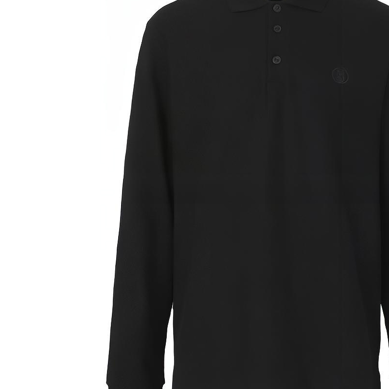 Details for Burberry FW21 Hitam Polo Lengan Panjang Logo Bordir Pria. 80437821