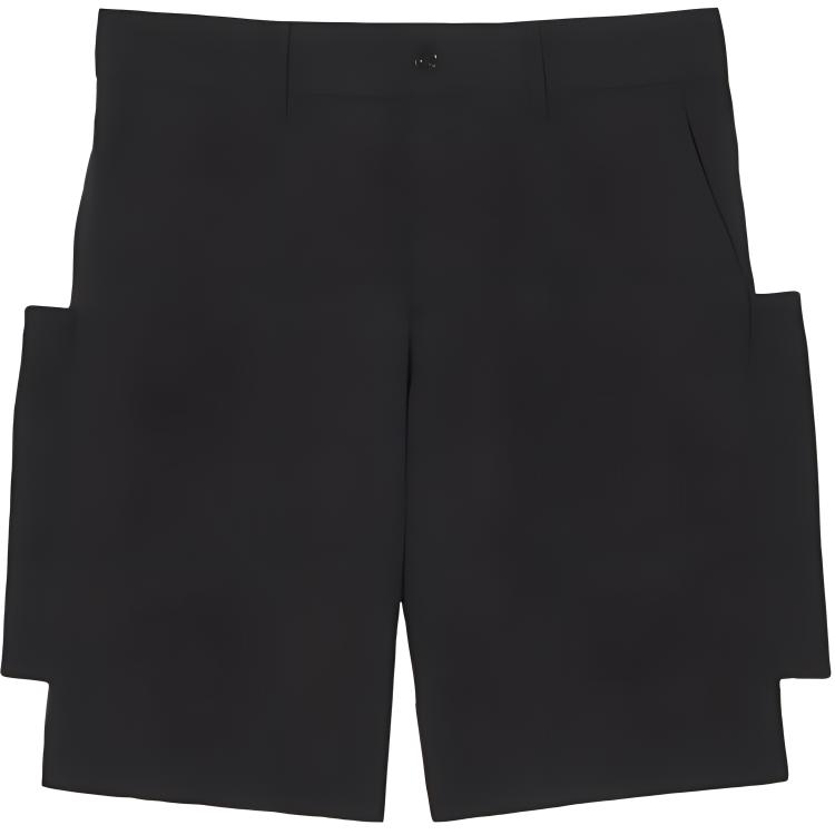 Burberry FW21 Black Grainy Wool Casual Shorts with Panel Detailing. 80454101