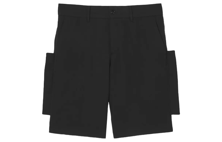 Order Burberry FW21 Celana Pendek Kasual Wol Hitam dengan Detail Panel. 80454101