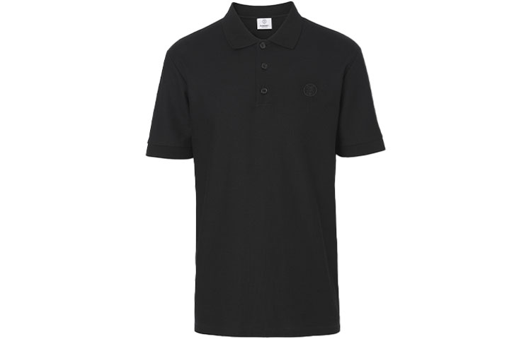 Burberry FW21 Black Logo Print Short Sleeve Polo Shirt. 80412821
