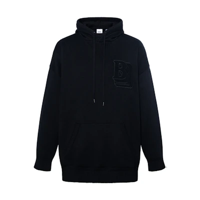 Burberry FW21 Black Logo Wool Hoodie. 80455111