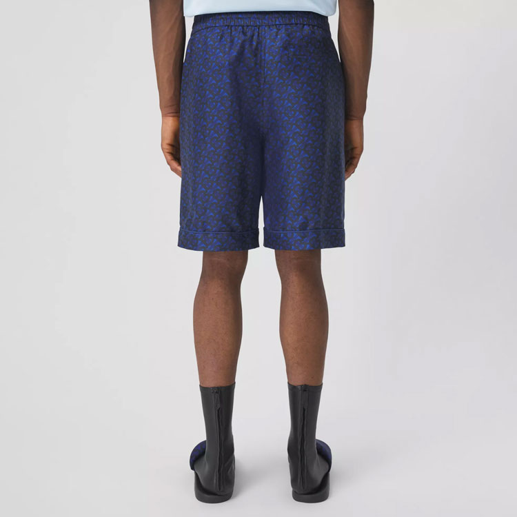 Burberry FW21 Blue Silk Monogram Print Loose Fit Shorts Mens. 80488751 圖 6