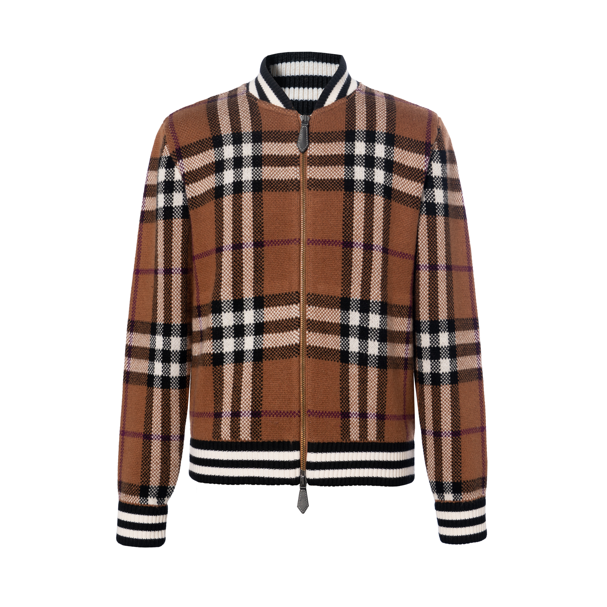 Burberry FW21 Check Cashmere Flight Jacket Brown 80507651