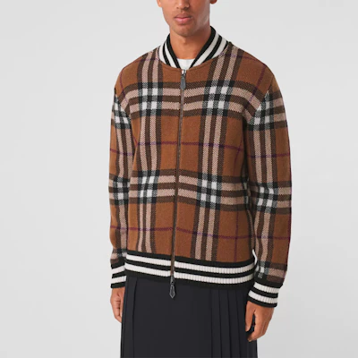 Burberry FW21 Jaket Penerbangan Kasmir Cek Coklat 80507651 Shop Burberry FW21 Jaket Penerbangan Kasmir Cek Coklat 80507651