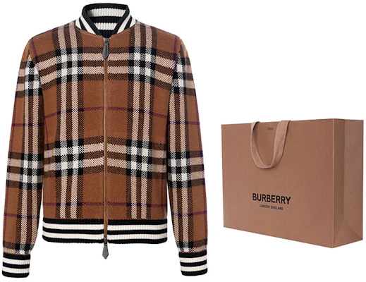 Burberry FW21 Jaket Penerbangan Kasmir Cek Coklat 80507651 Sizing Burberry FW21 Jaket Penerbangan Kasmir Cek Coklat 80507651