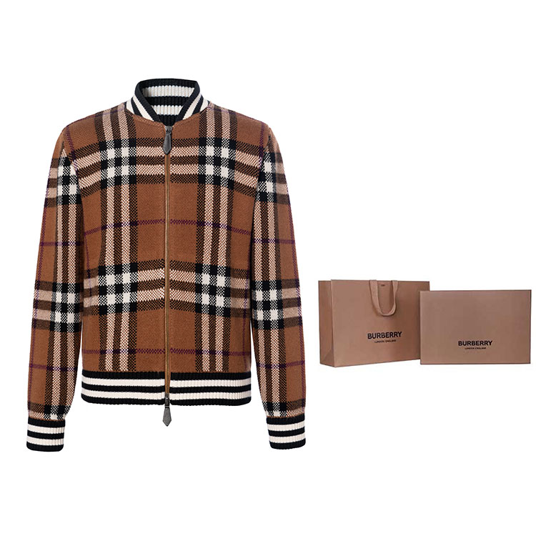 Cheap Burberry FW21 Jaket Penerbangan Kasmir Cek Coklat 80507651