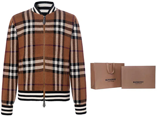 Burberry FW21 Jaket Penerbangan Kasmir Cek Coklat 80507651 Cheap Burberry FW21 Jaket Penerbangan Kasmir Cek Coklat 80507651