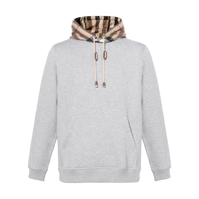 Burberry FW21 Check Cotton-Blend Pullover Hoodie Grey 80450051