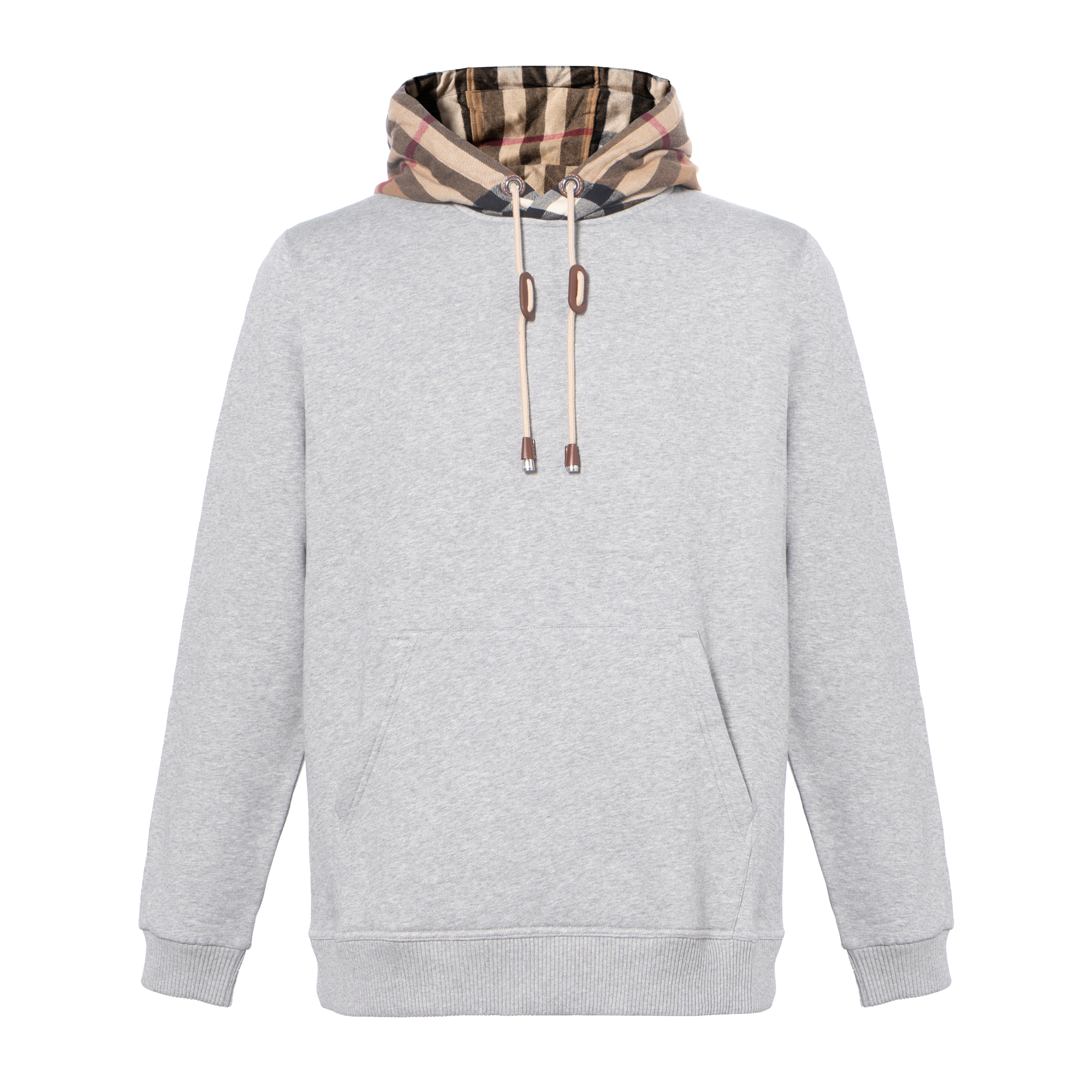 Burberry FW21 Check Cotton-Blend Pullover Hoodie Grey 80450051 圖 2