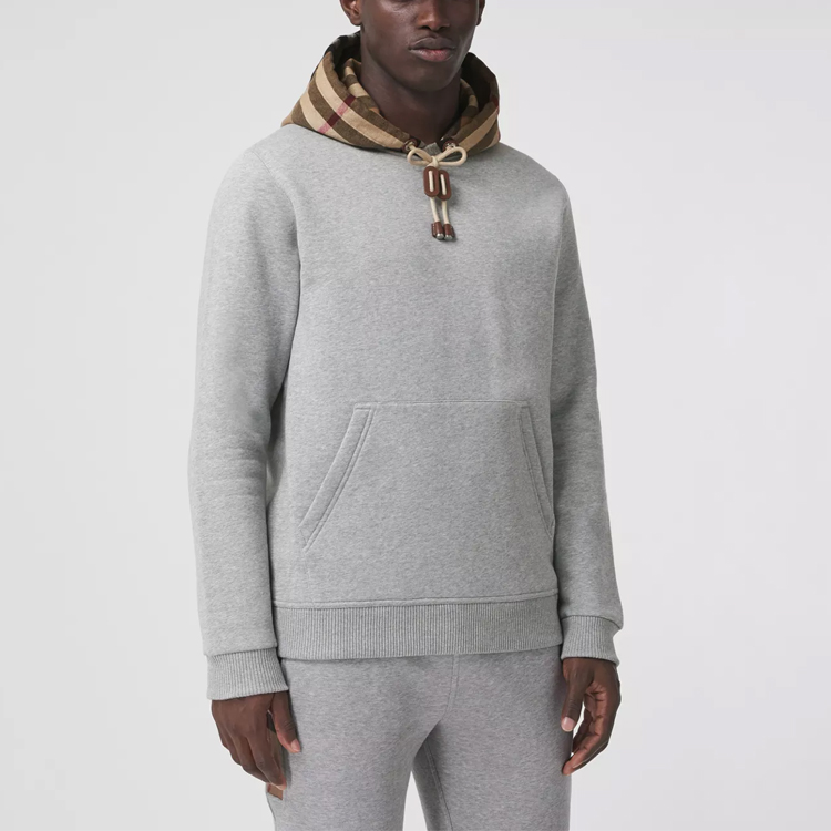 Burberry FW21 Check Cotton-Blend Pullover Hoodie Grey 80450051 圖 7