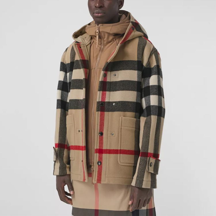 Burberry FW21 Check Jacket with Detachable Vest Tech Wool Khaki Coat. 80414021 圖 6