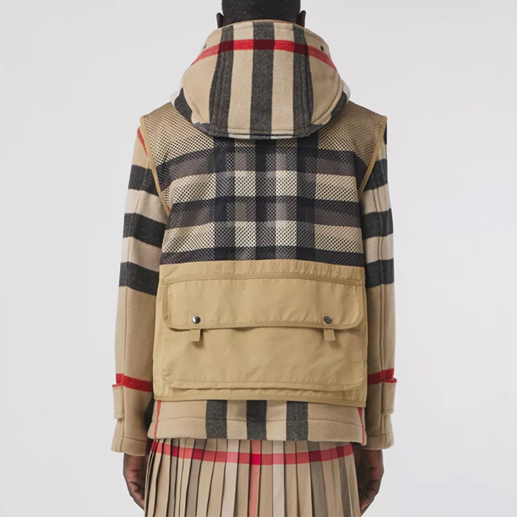 Burberry FW21 Check Jacket with Detachable Vest Tech Wool Khaki Coat. 80414021 圖 7