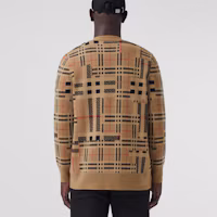 Shop Burberry FW21 Checkered Cashmere Jacquard Cardigan Jacket Archive Beige. 80458951