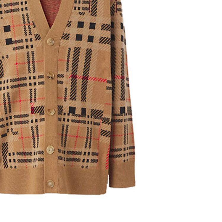 Sizing Burberry FW21 Checkered Cashmere Jacquard Cardigan Jacket Archive Beige. 80458951