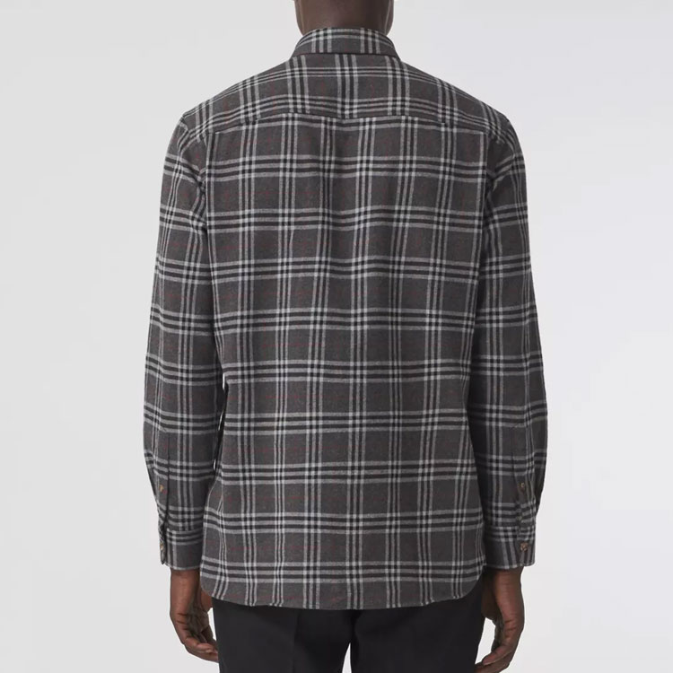 Burberry FW21 Checkered Flannel Cotton Long Sleeve Shirt Men’s Charcoal Grey. 80455581 圖 5