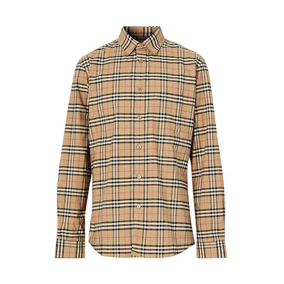 Burberry FW21 Checkered Long Sleeve Shirt Light Brown 8020966-A7028