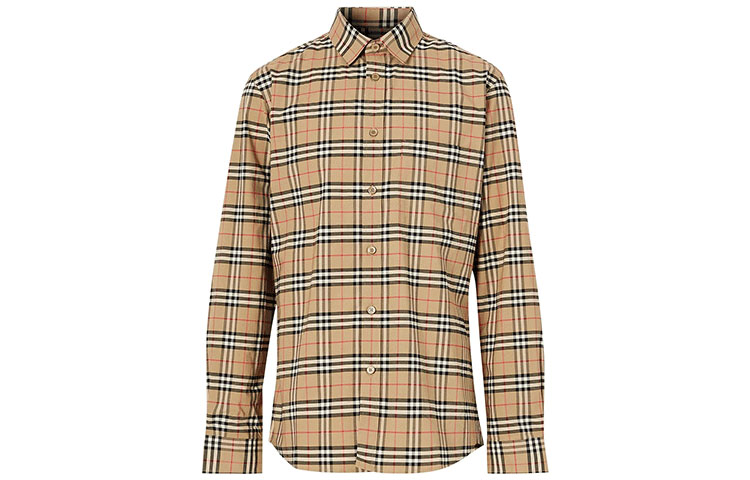 Burberry FW21 Checkered Long Sleeve Shirt Light Brown 8020966-A7028 圖 2
