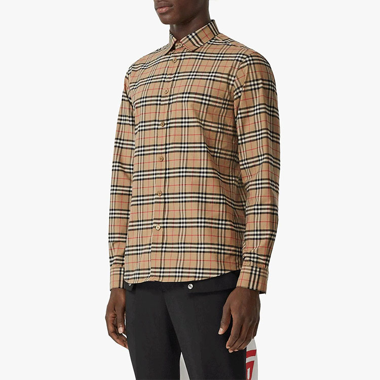 Burberry FW21 Checkered Long Sleeve Shirt Light Brown 8020966-A7028 圖 4