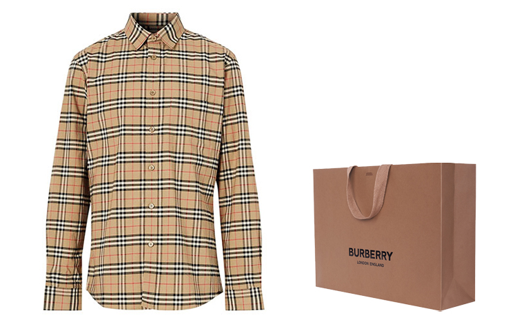 Burberry FW21 Checkered Long Sleeve Shirt Light Brown 8020966-A7028 圖 8