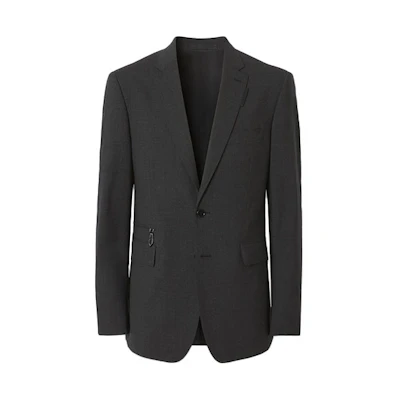 Burberry FW21 Dark Charcoal Single-Breasted Long Sleeve Blazer. 80442081